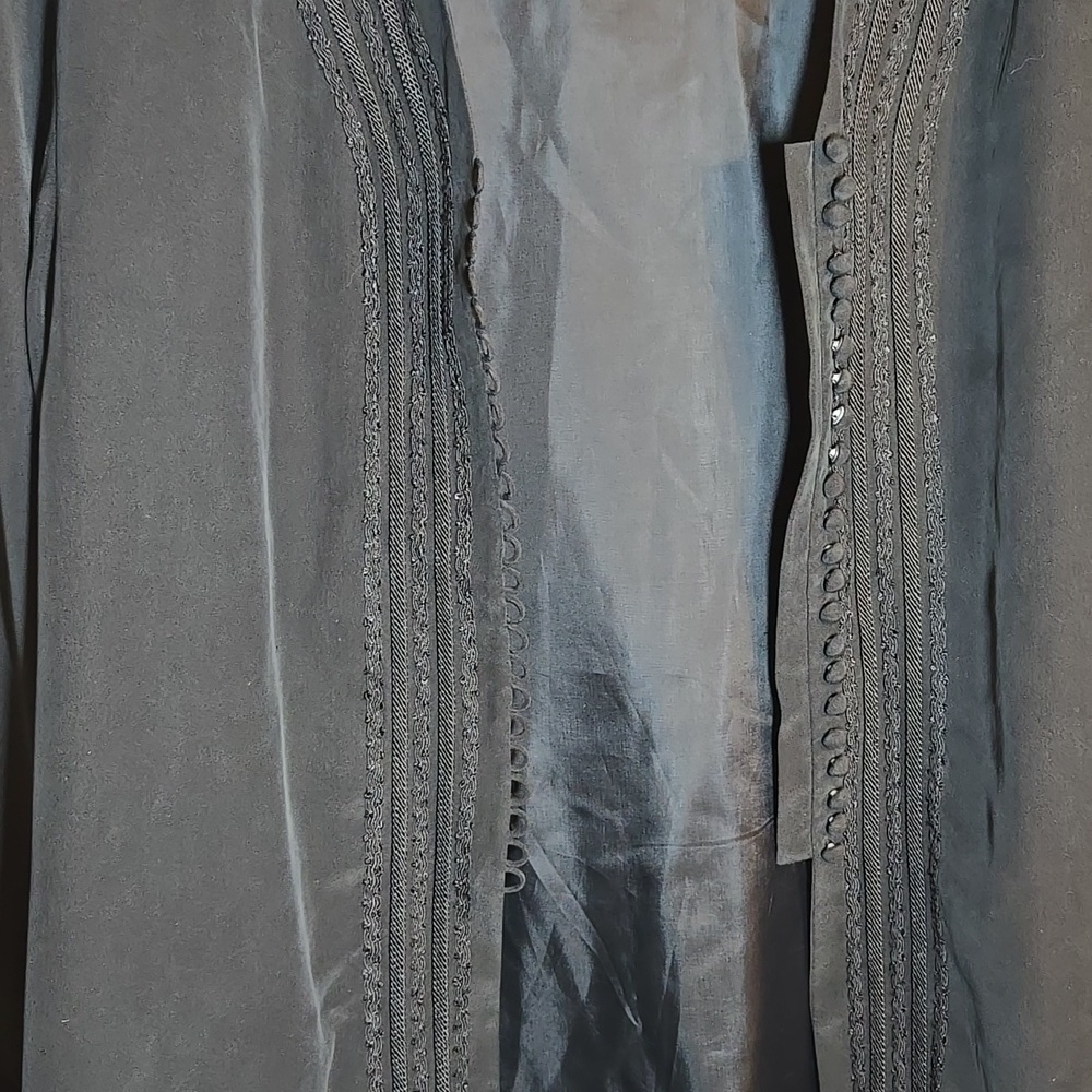 August Silk Silk Embroidered Wide Sleeved Button Front Lined Blouse Jacket NWOT - Picture 13 of 15